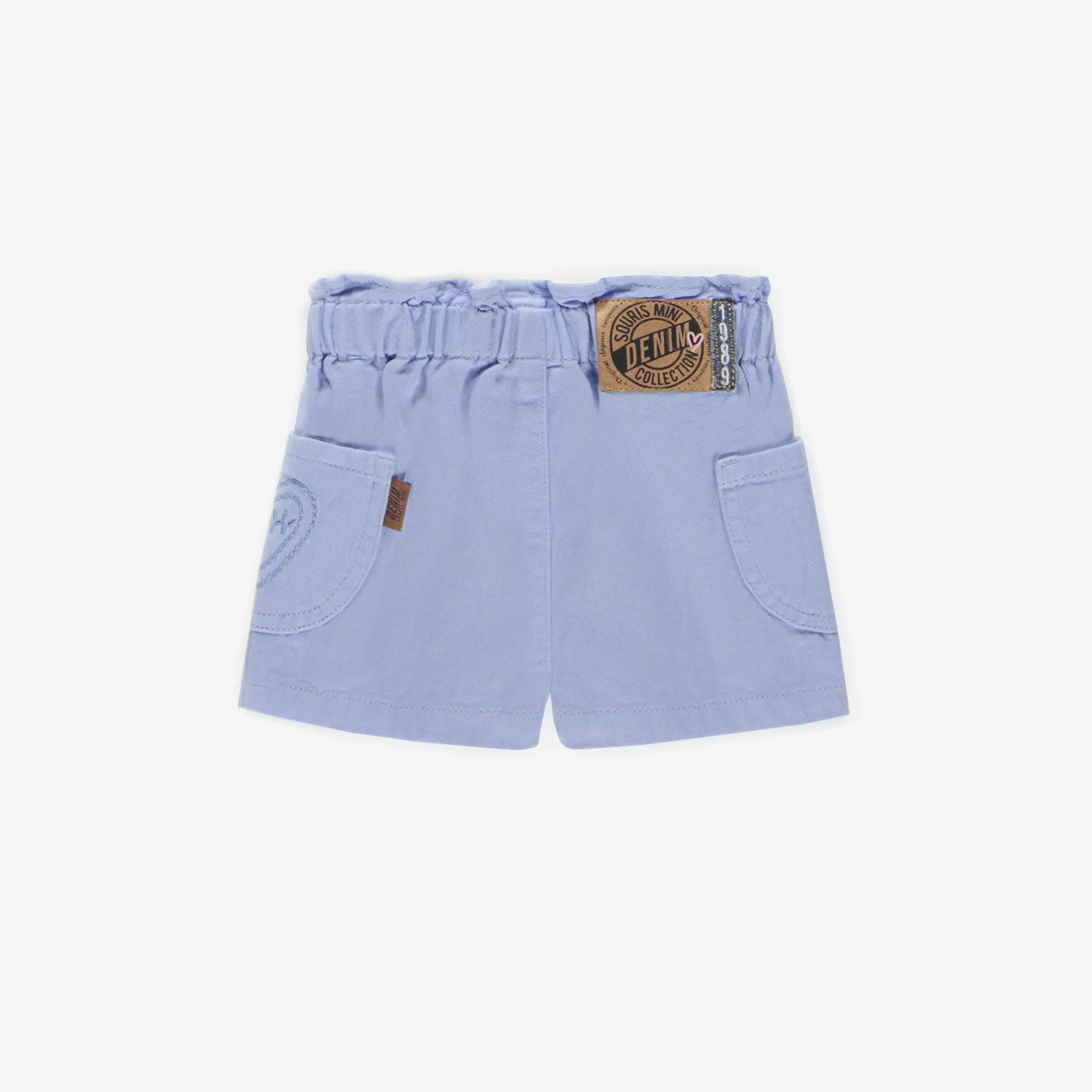Short en denim coloré bleu pâle, bébé || Pale blue colored denim shorts, baby