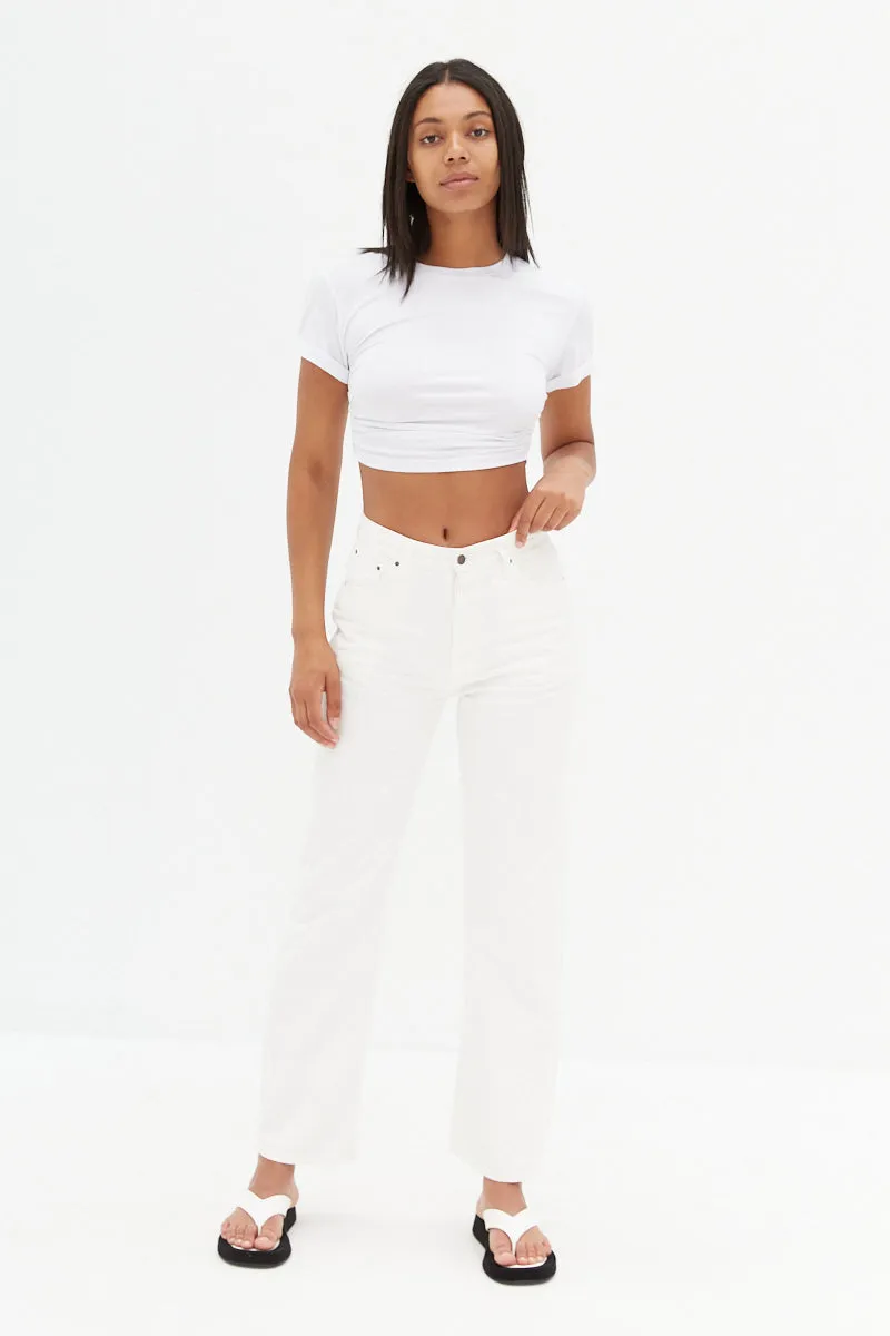 Side Ruche Crop - White