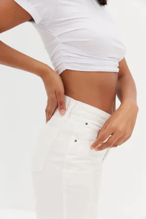 Side Ruche Crop - White