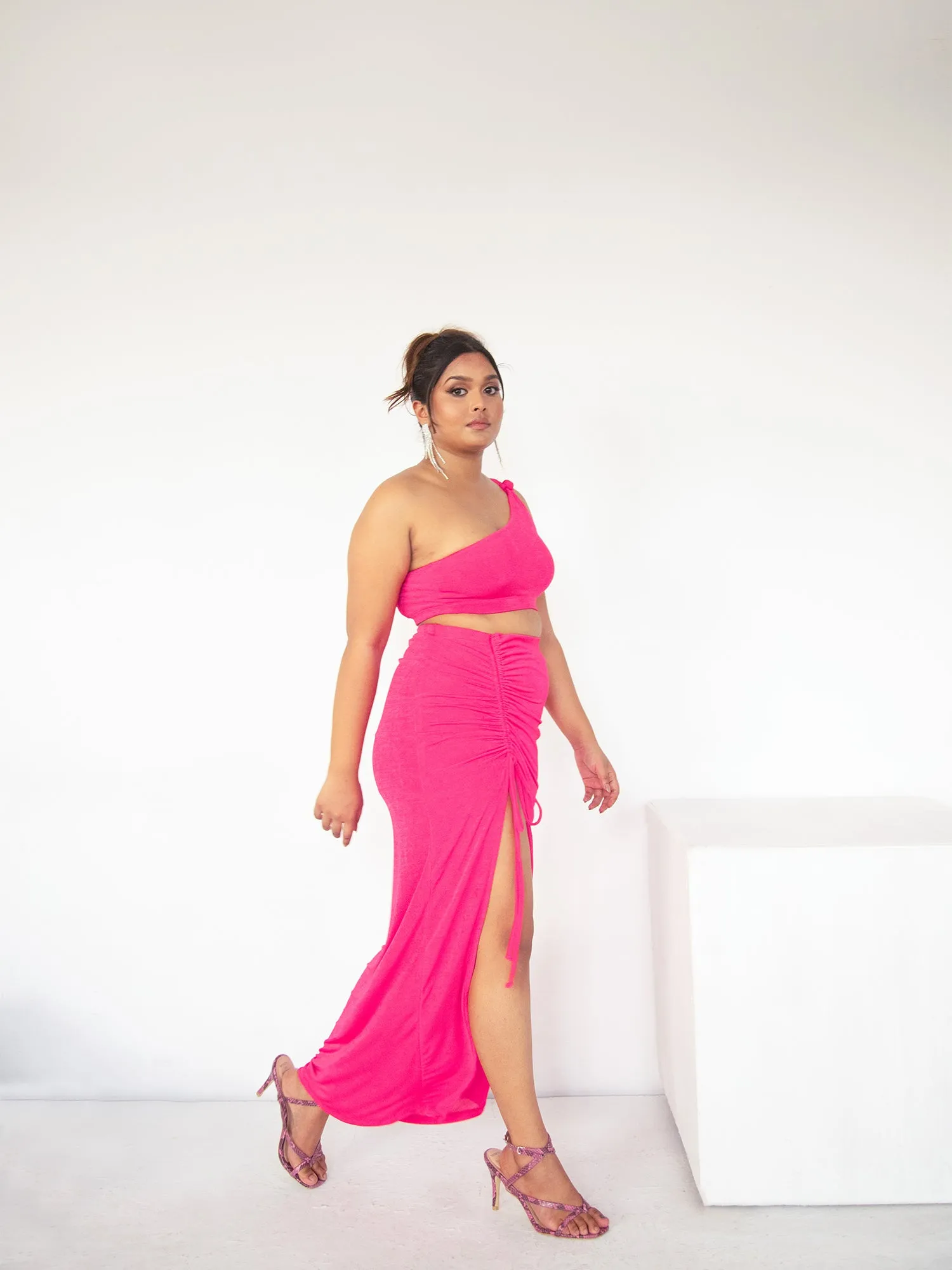 Side Ruched Maxi Skirt
