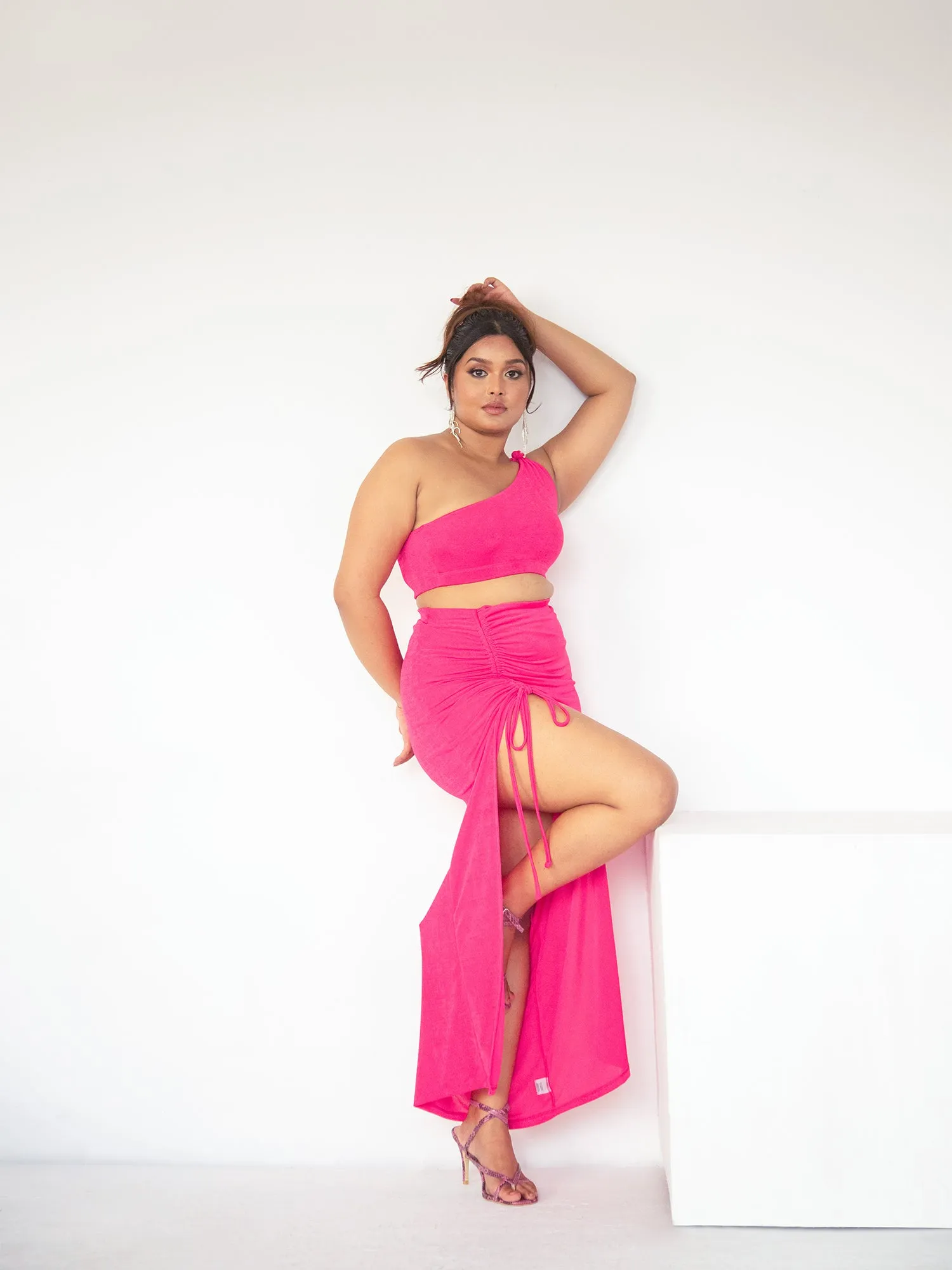 Side Ruched Maxi Skirt