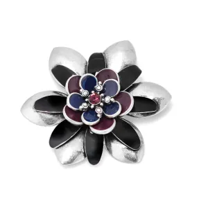 SILVER BLACK BLUE AND PURPLE FLOWER BROOCHES PINS PINS & ACCS. #214BL4201 (1D3)