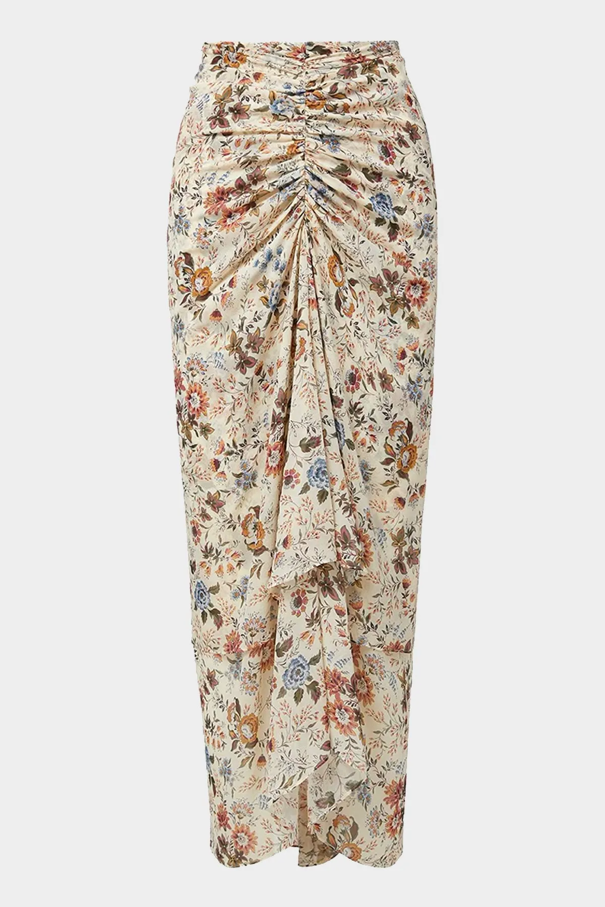 Sira Floral Silk-Georgette Skirt in Ecru Multi