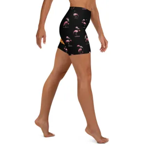Skeleton Flamingos Yoga Shorts