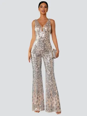 Sleeveless Cutout Sequin Jumpsuits RH30063