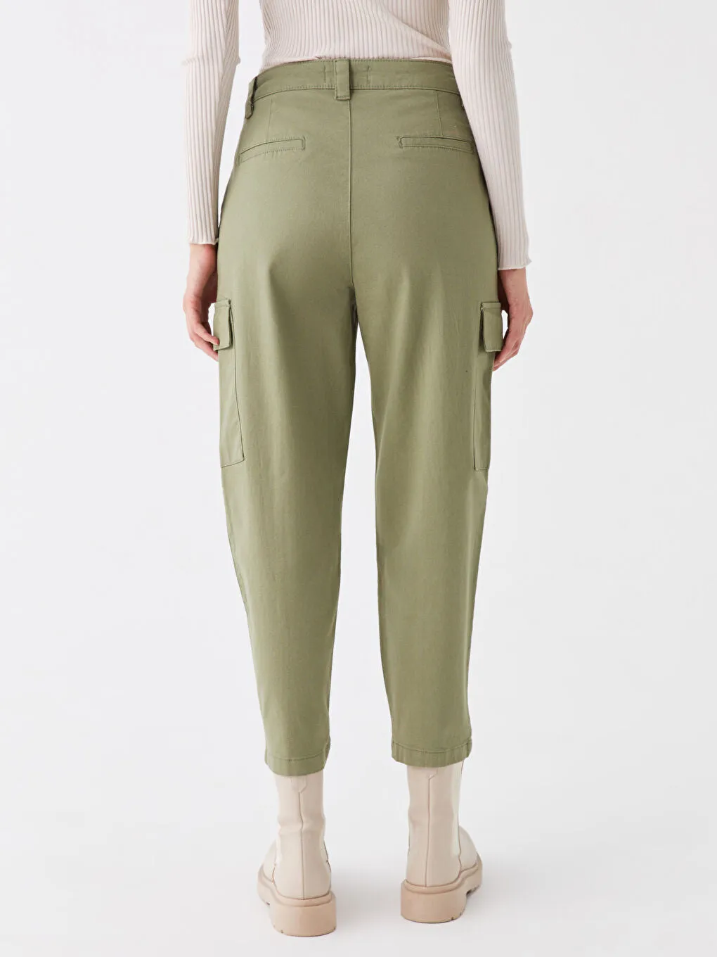 Slim Fit Gabardine Women Cargo Pants