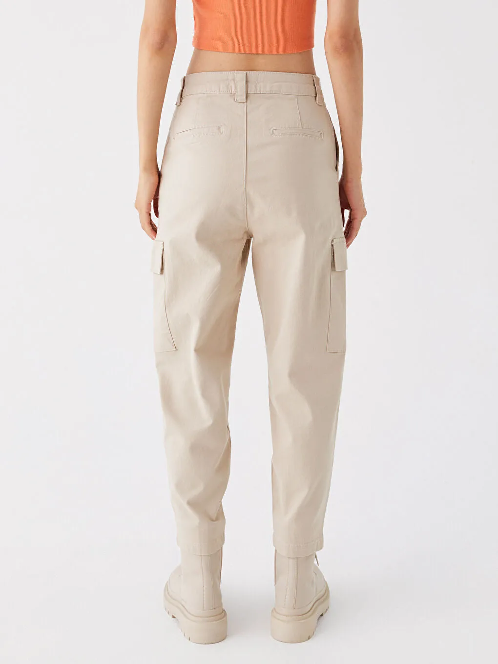 Slim Fit Gabardine Women Cargo Pants