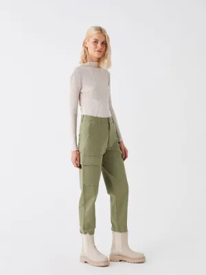 Slim Fit Gabardine Women Cargo Pants