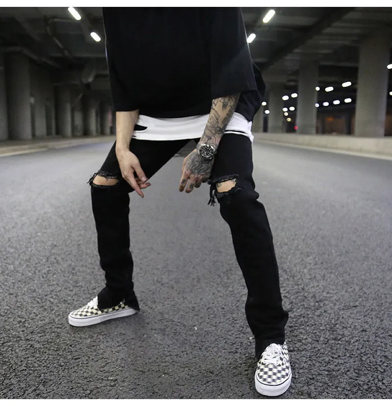 Slim-fit zippered jeans