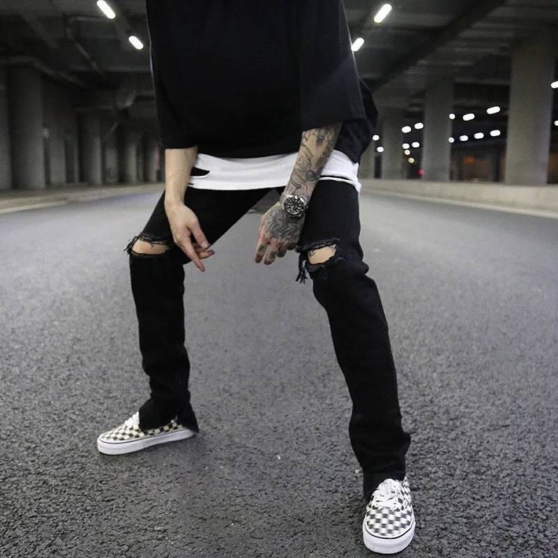 Slim-fit zippered jeans