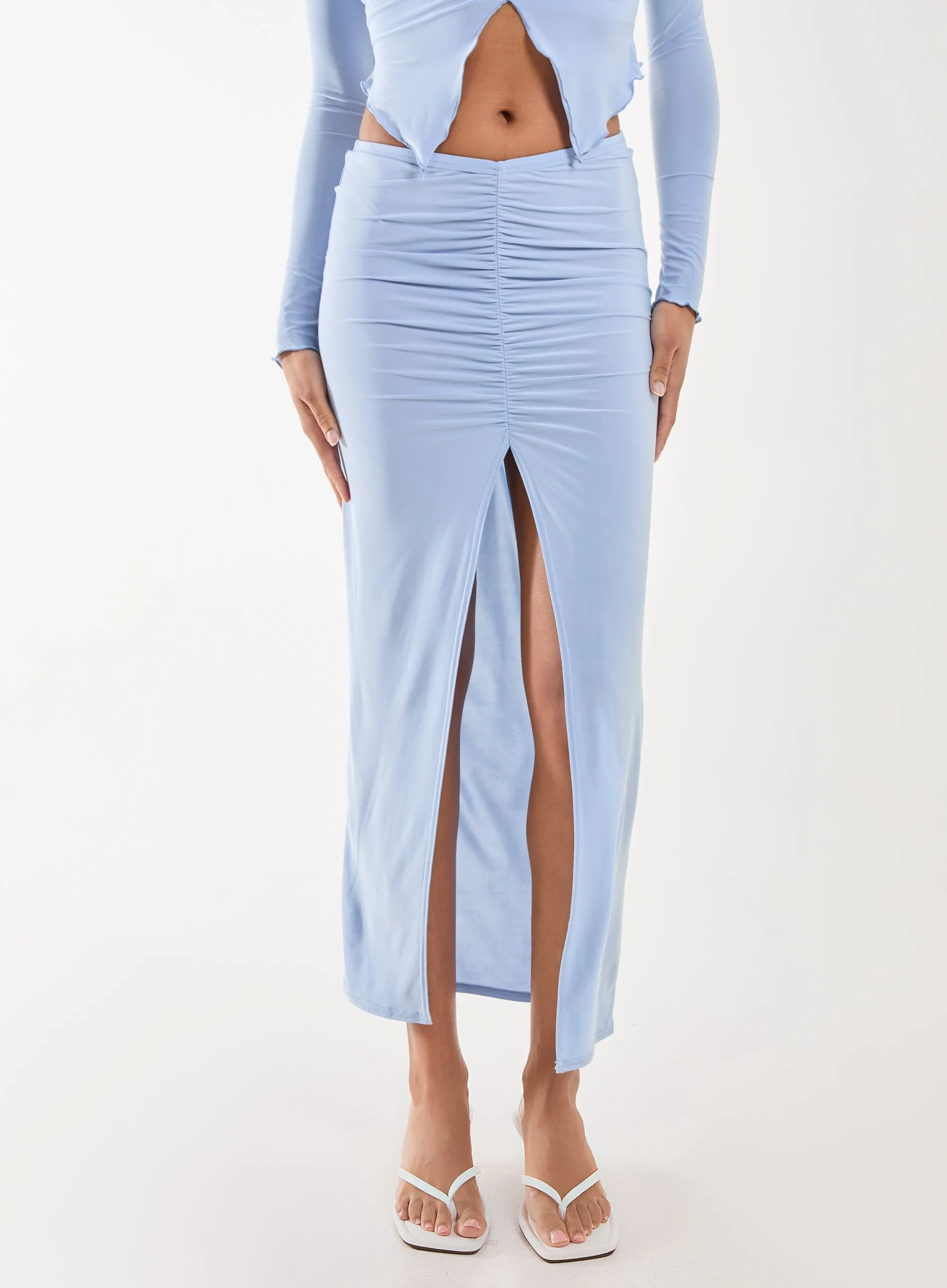 Slinky Ruched Maxi Skirt