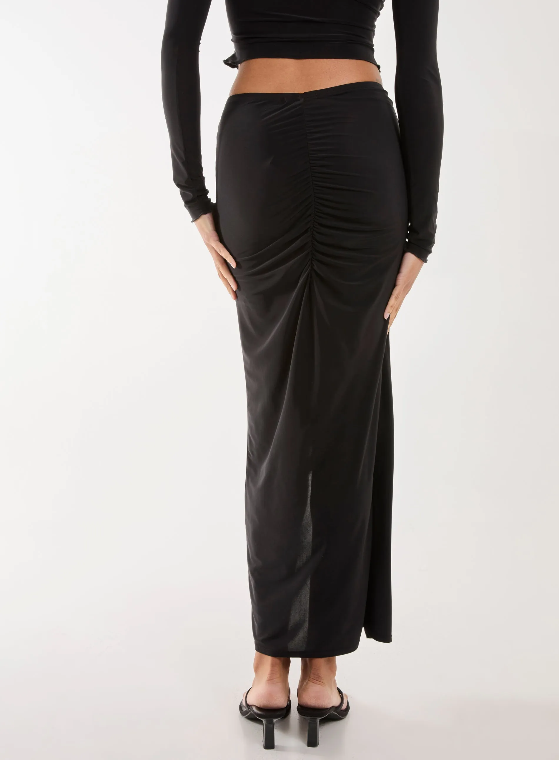 Slinky Ruched Maxi Skirt