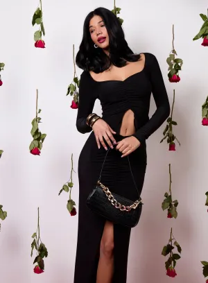 Slinky Ruched Maxi Skirt