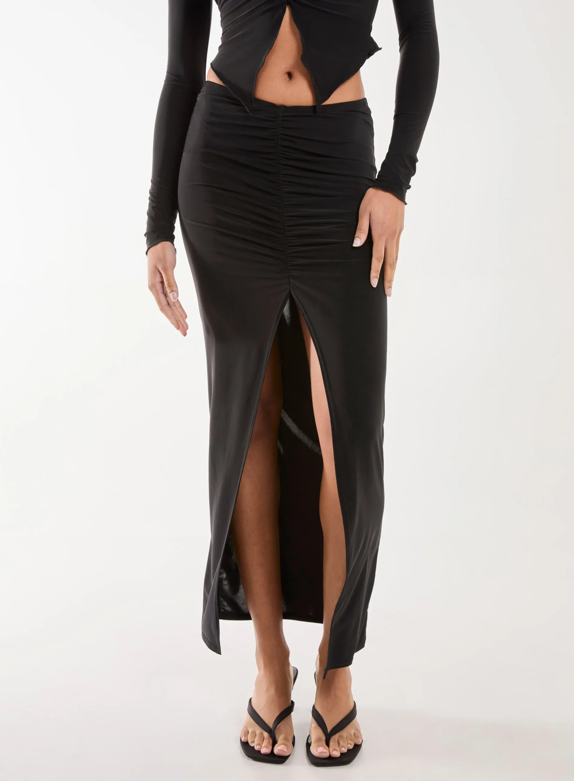 Slinky Ruched Maxi Skirt
