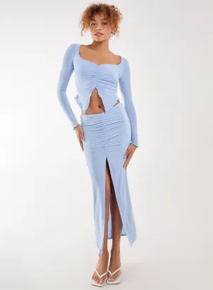 Slinky Ruched Maxi Skirt