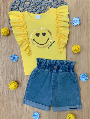 SmileyWorld Bold Expression Denim Shorts Set