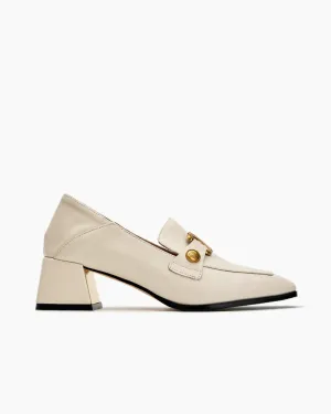 Soft Chunky Heel Metal Buckle Loafers