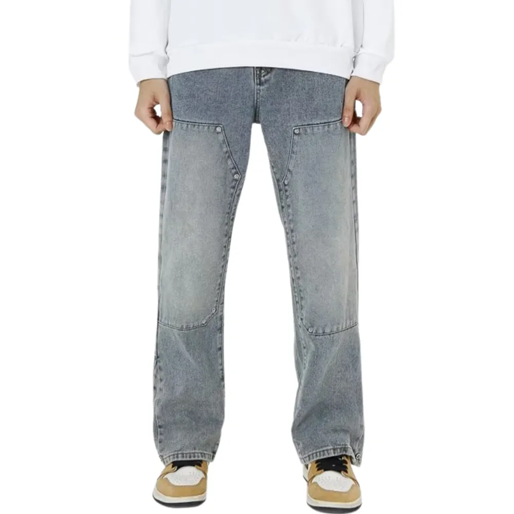Solid Paneled Wide-Leg Jeans