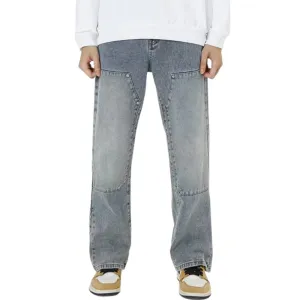 Solid Paneled Wide-Leg Jeans