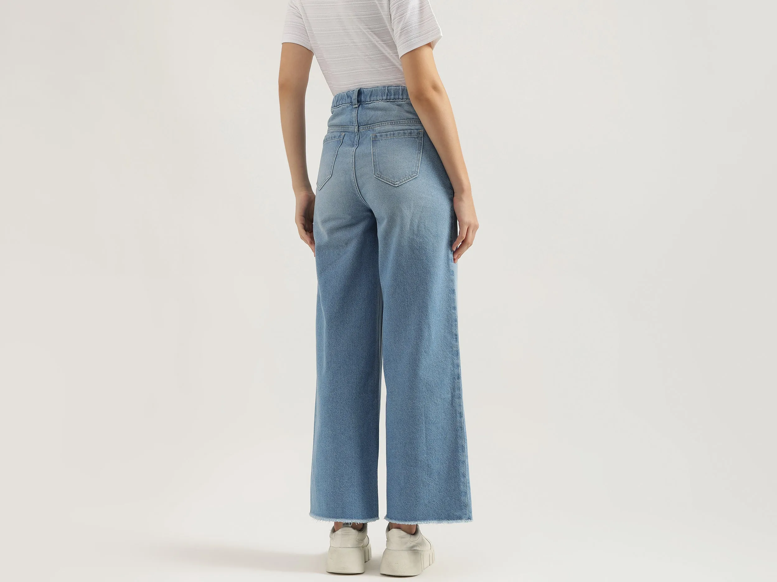 Solid Wide Leg Fit Jeans