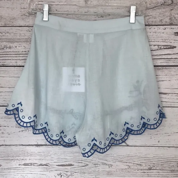 SOMEDAYS LOVIN Azul Cutwork Print Tie Shorts XS