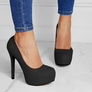 Spring and Summer New Fashion European and American Style Sexy Pointed Stiletto Heels Suede Platform Shallow Mouth Slim-Fit Pumps Women