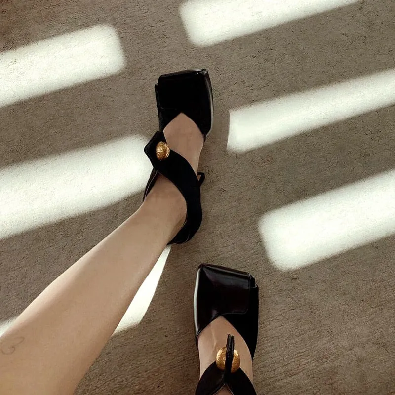 Square Toe Pumps Women Sandals