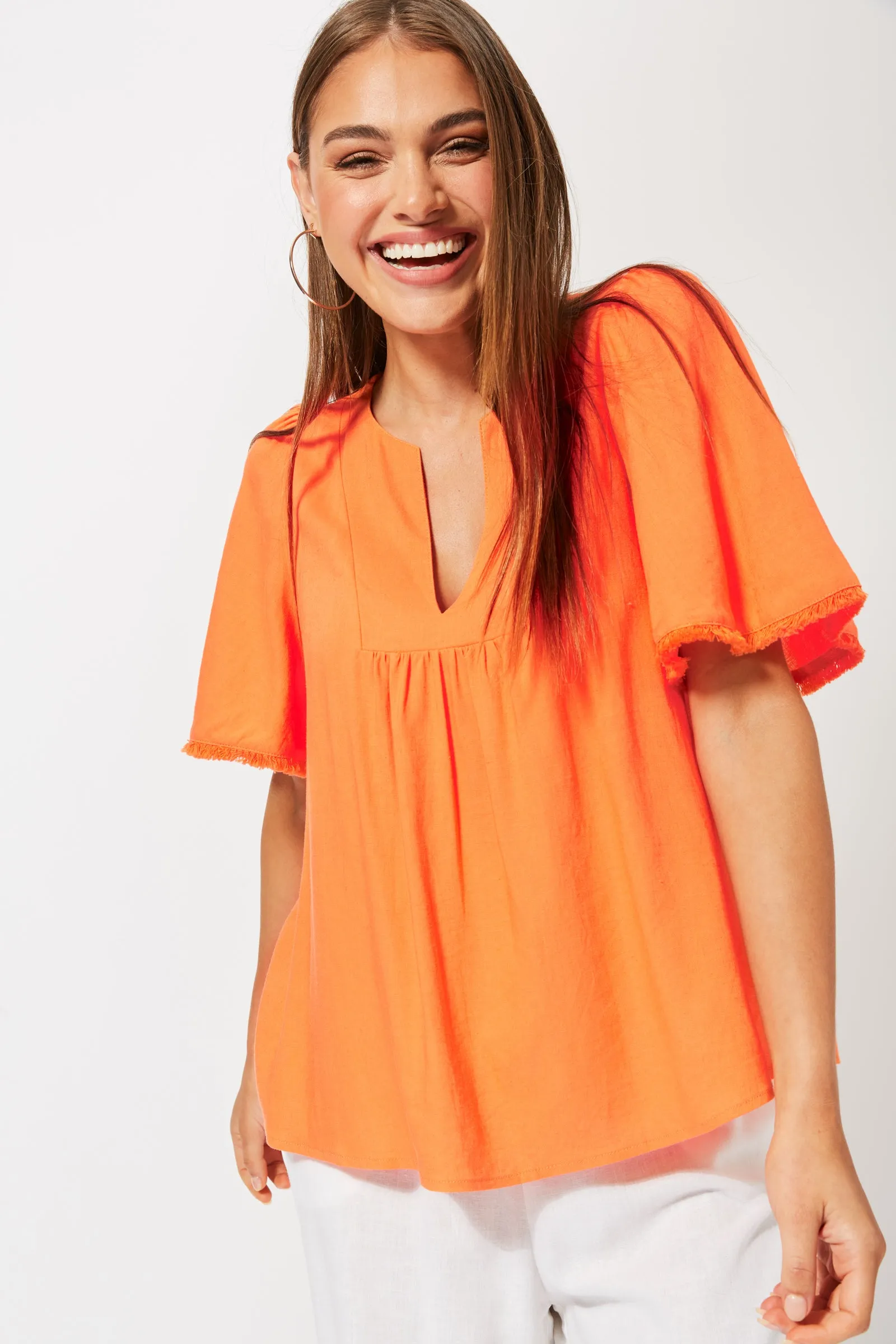 St Barts Fringe Top in Tangelo by Haven