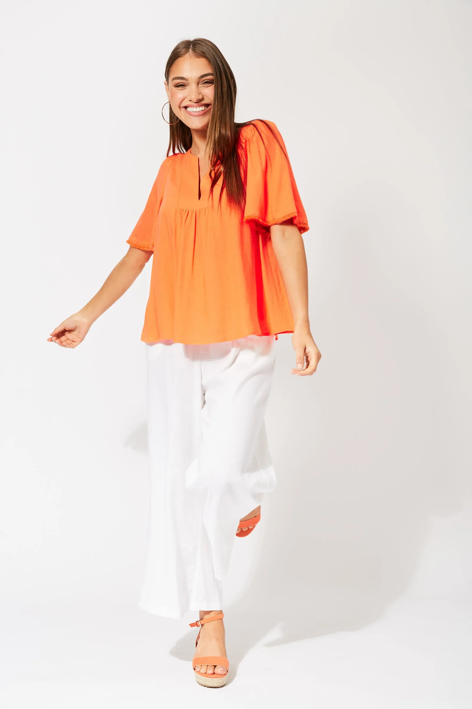 St Barts Fringe Top in Tangelo by Haven