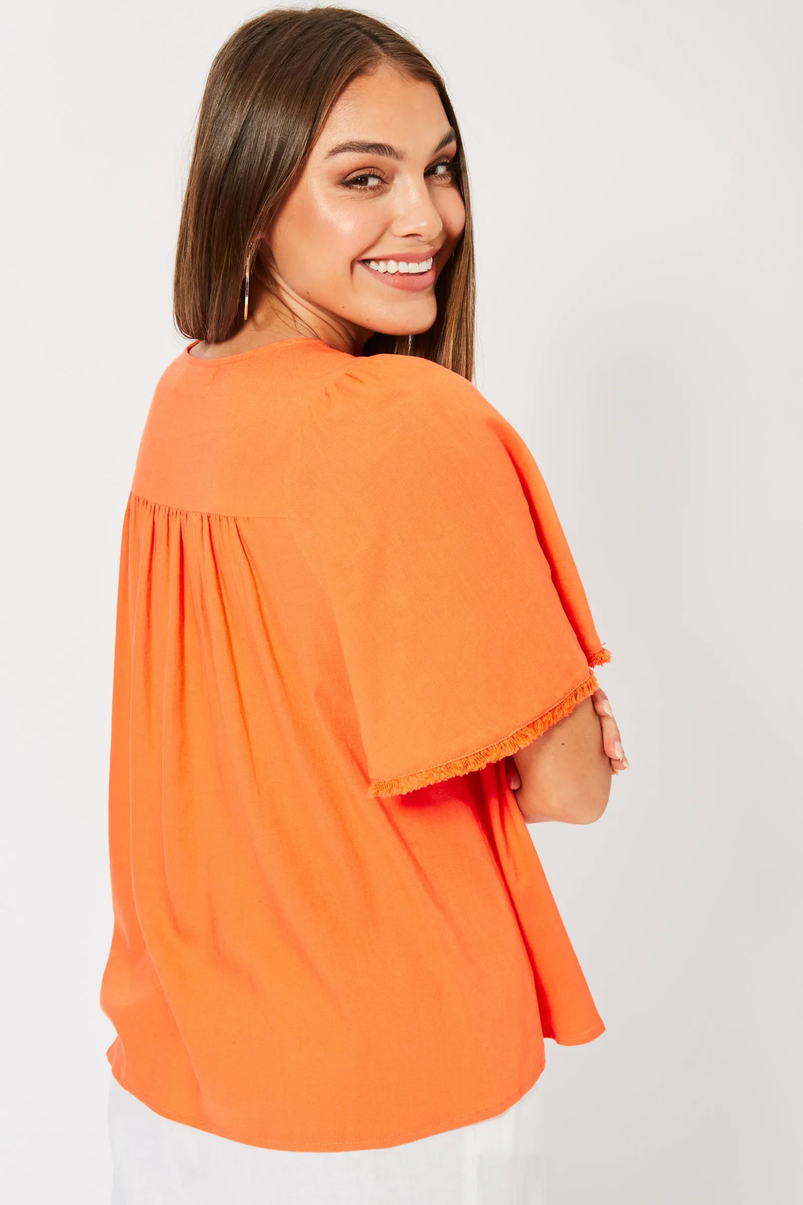 St Barts Fringe Top in Tangelo by Haven