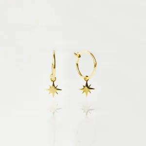 Star Charm Hoops In Gold Vermeil