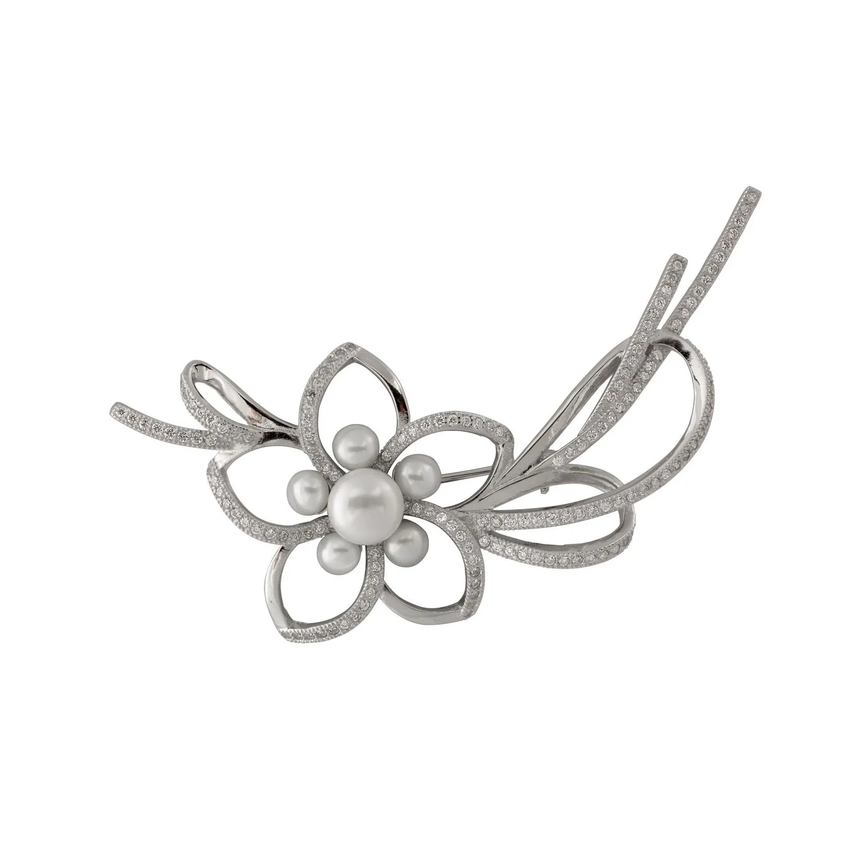Sterling Silver with 4-5mm and 8-9mm Freshwater Pearl Brooch