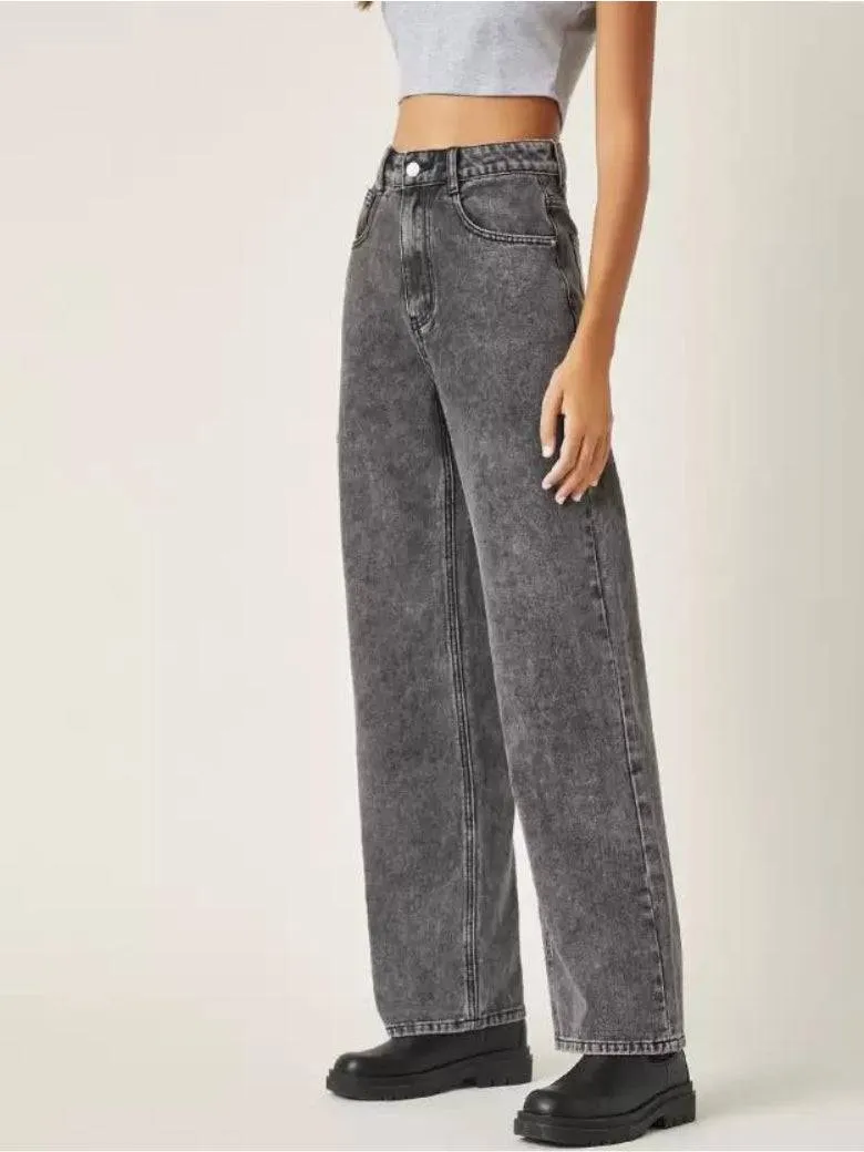 Stonewash Streamline Wide Fit Jeans