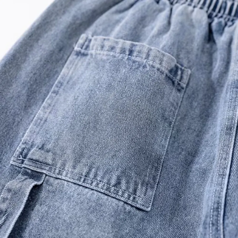 Street Loose Letter Print Denim Shorts