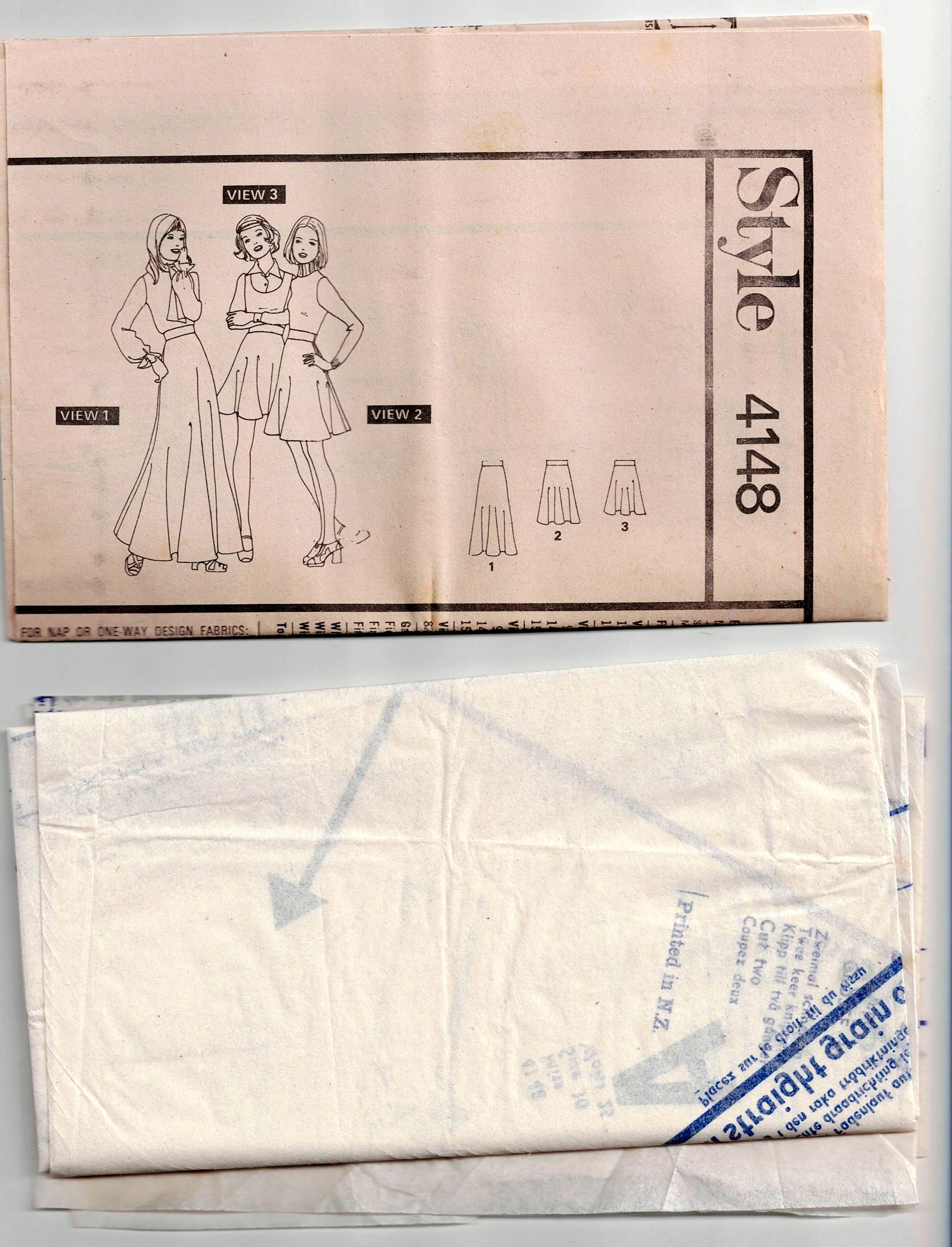 Style 4148 Womens Bias Cut Skirt in 3 Lengths 1970s Vintage Sewing Pattern Size 10 Waist 25 Inches