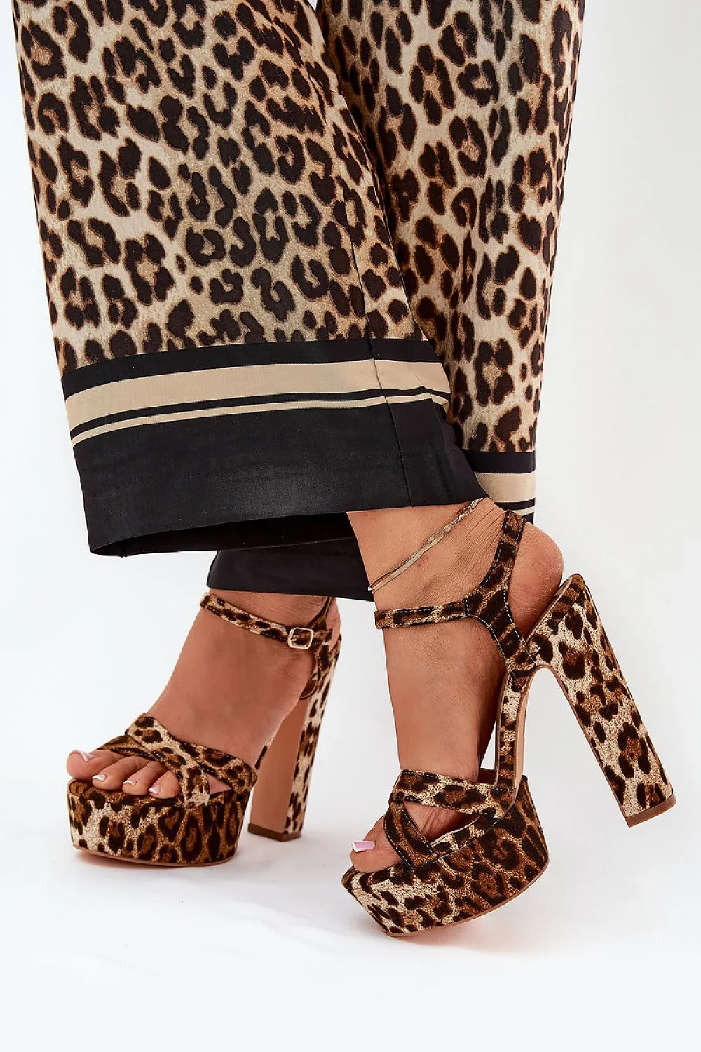 Stylish sandals with high block heels