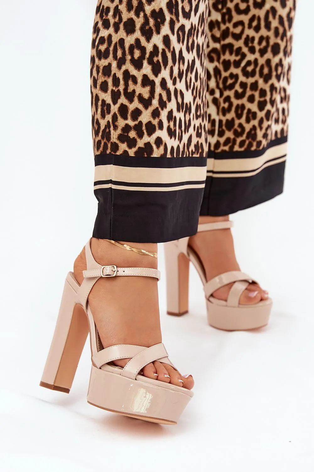 Stylish sandals with high block heels