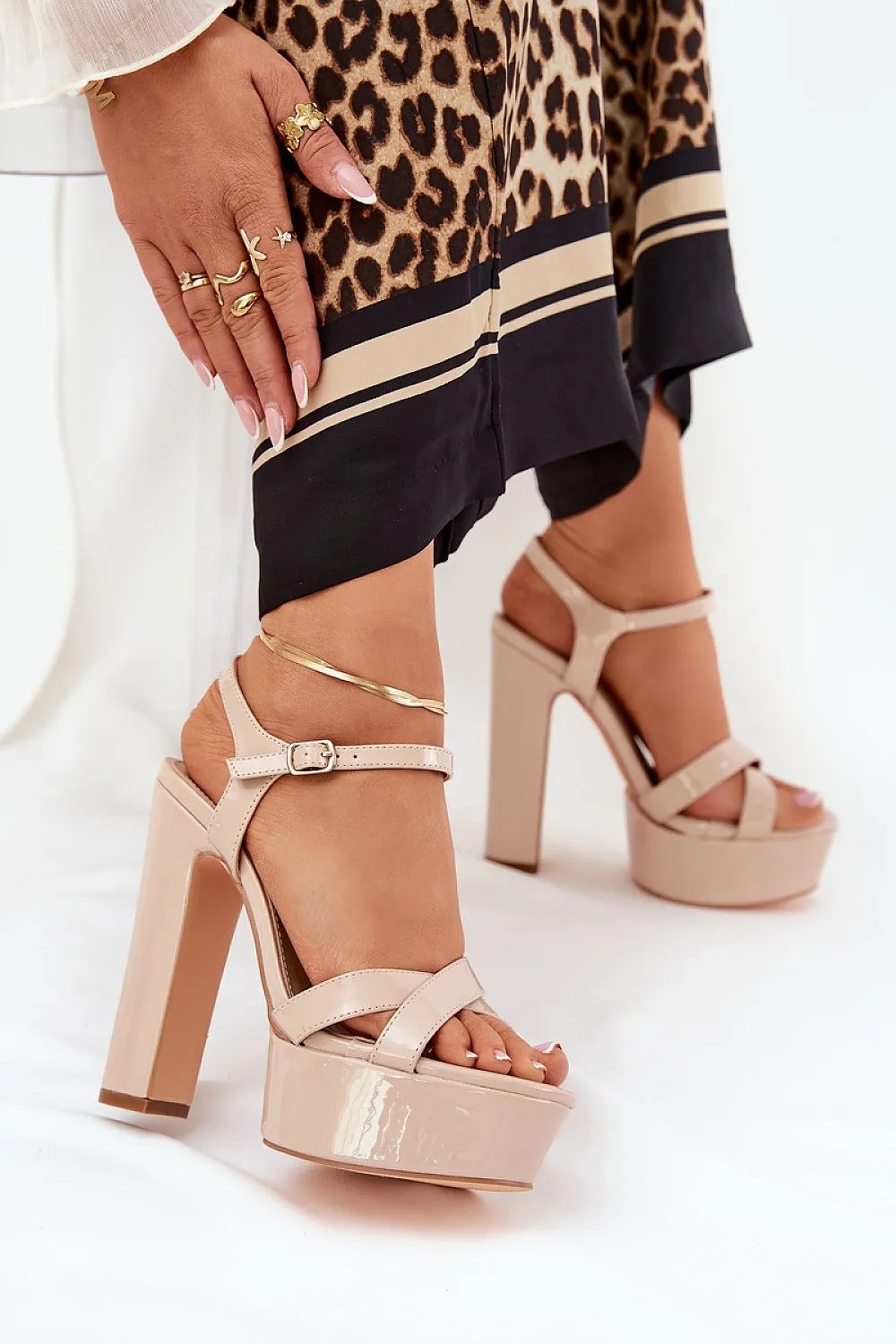 Stylish sandals with high block heels