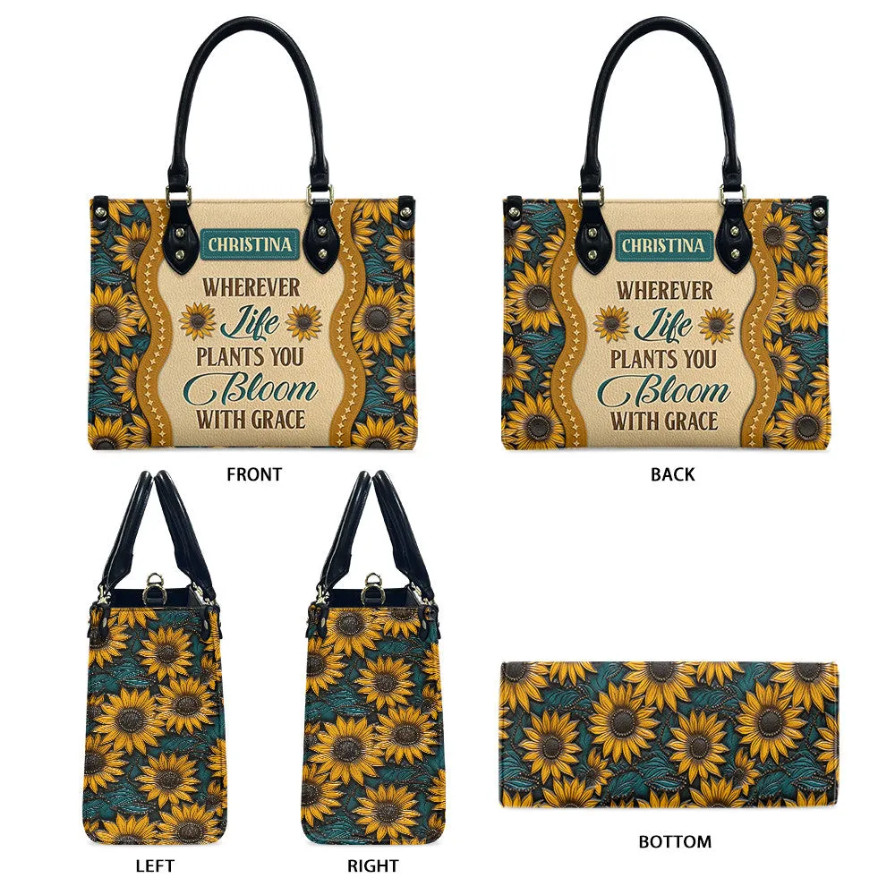 Sunflower Bloom Leather Bag