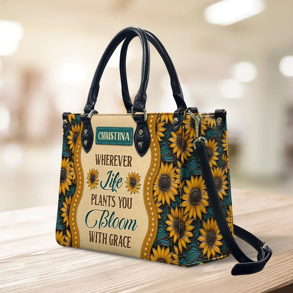 Sunflower Bloom Leather Bag