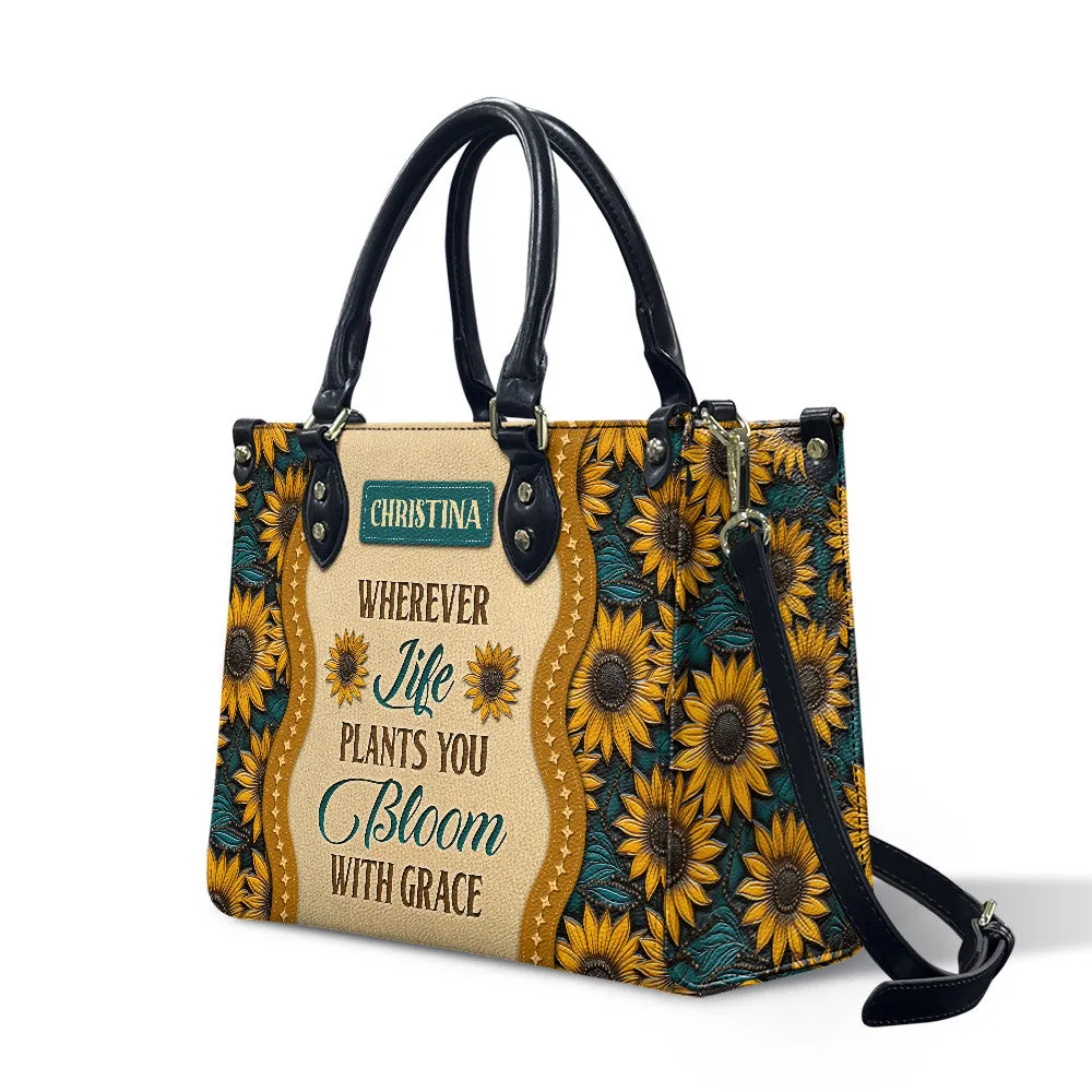 Sunflower Bloom Leather Bag