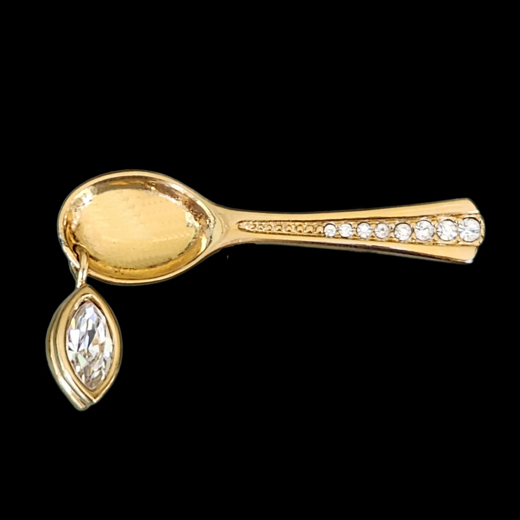 Swarovski Vintage Spoon Brooch with Articulated Marquise Crystal