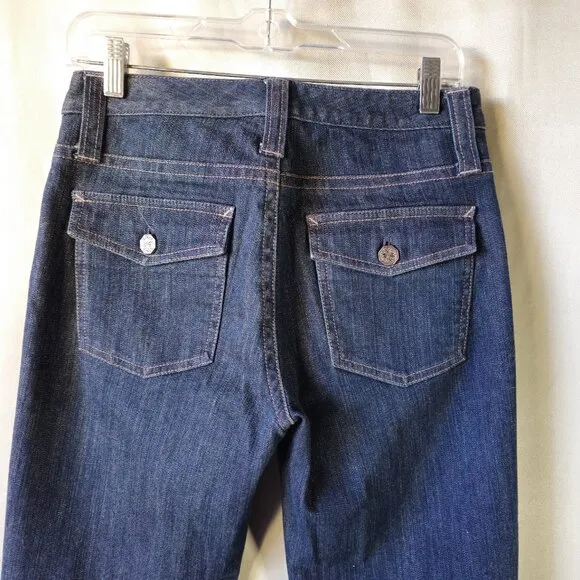 Tahari Dark Blue Wash Boot Leg Jeans Size 2  Tall /Long Like New