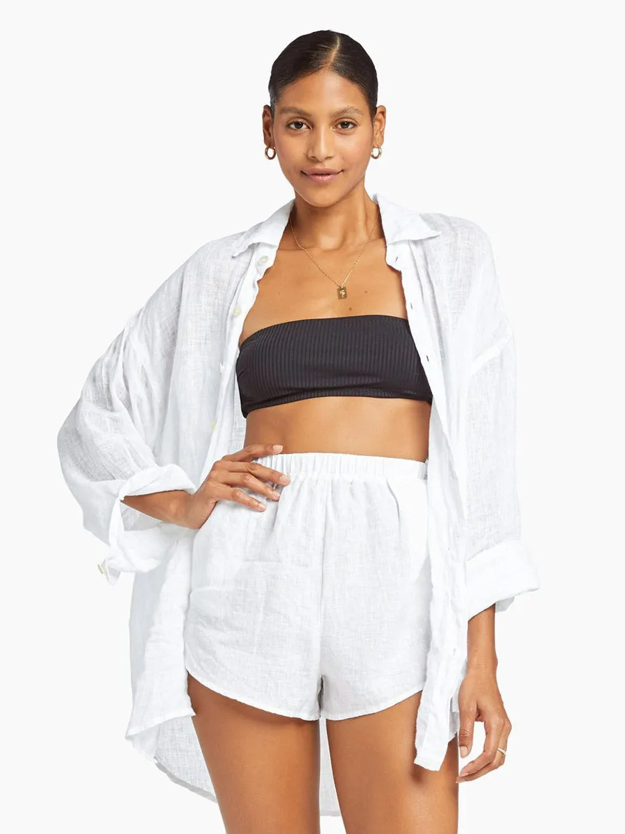 Tallows Short in White EcoLinen