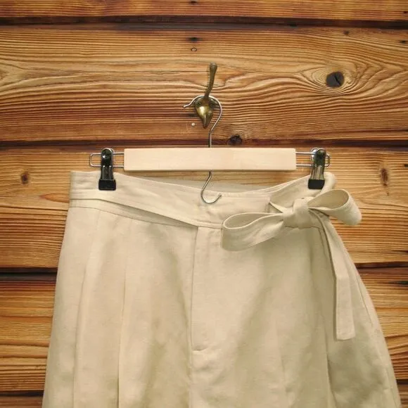 Tan Khaki High Rise Linen Blend Shorts