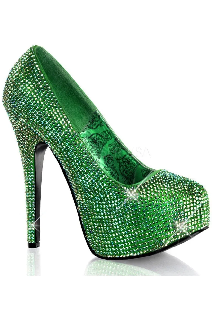 TEEZE-06R Pump  | Green Genuine Satin
