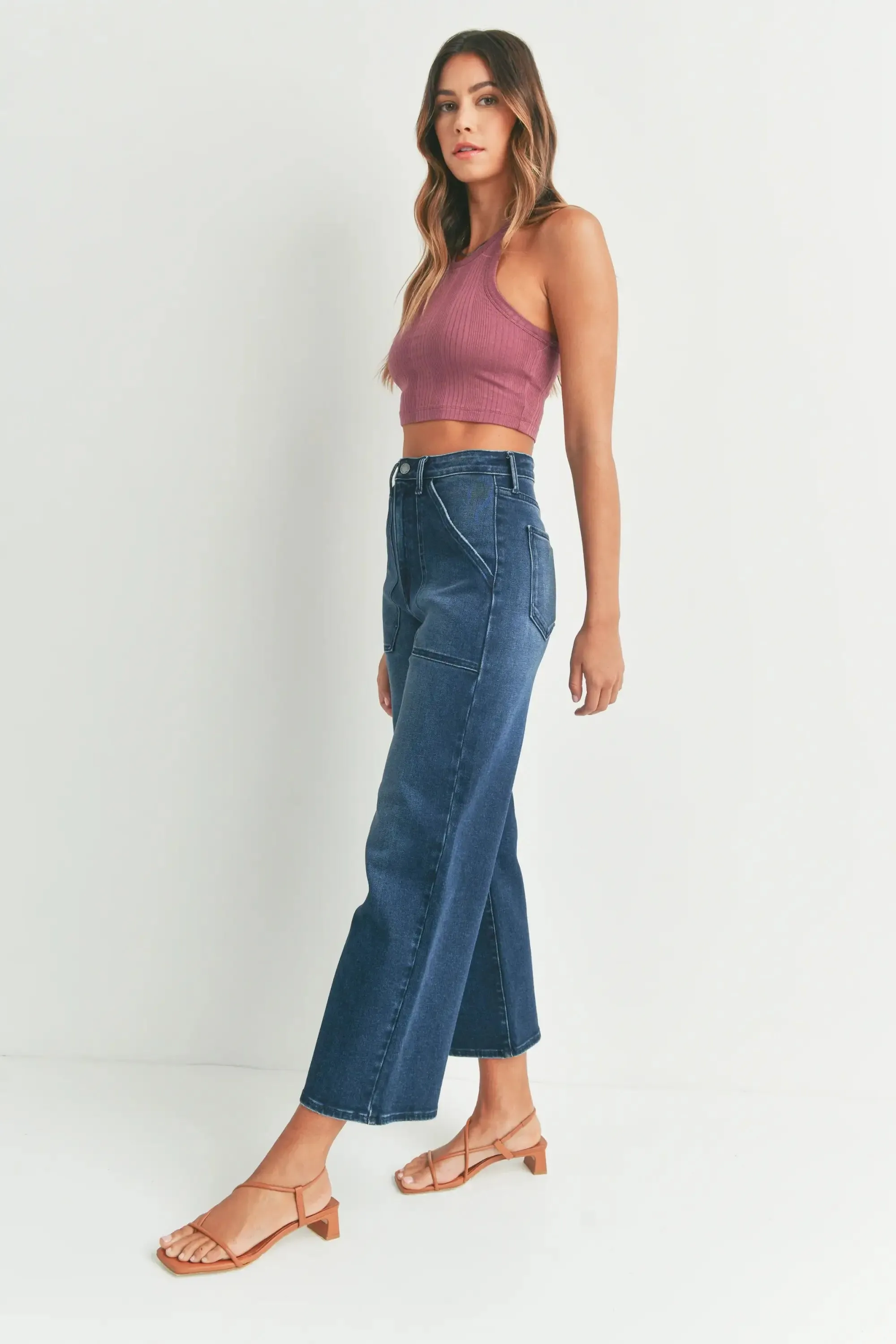 THE CARGO PATCH POCKET WIDE LEG DENIM JEANS