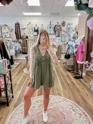 The It Girl Denim Olive Romper
