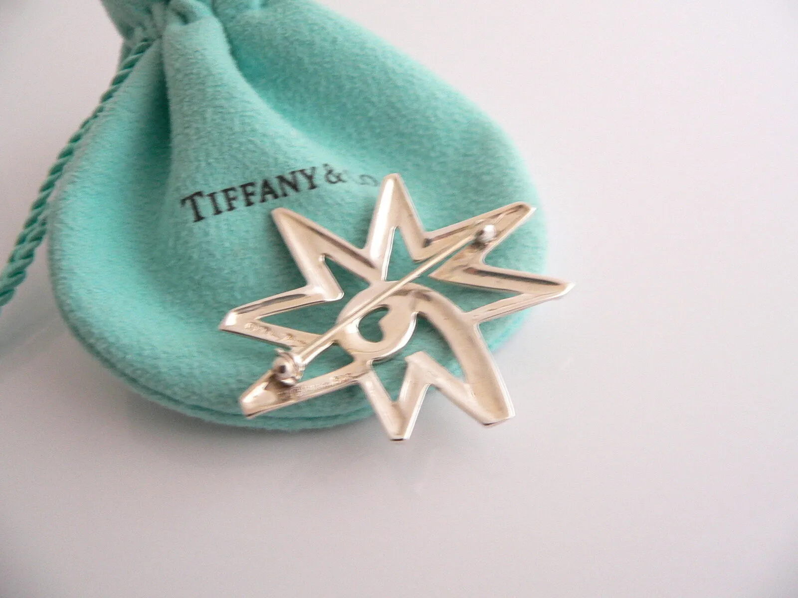 Tiffany & Co Silver Picasso Sun Star Pin Rare Gift Pouch Love Statement