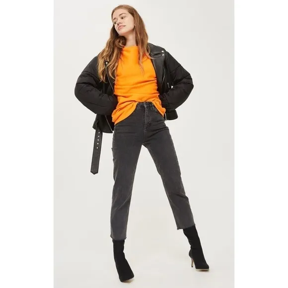 Topshop Moto Raw Hem Straight Leg Jeans